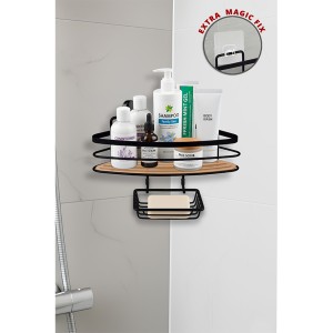 Due Eco Magic and Screw Fix Shower Corner + Soap Holder 21 cm-Black