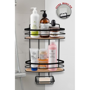 Due Eco Magic and Screw Fix Two Tier Shower Corner + Soap Holder 21 cm-Black