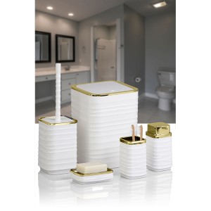 Luna Square 5 PCS Bathroom Set/Gold-White
