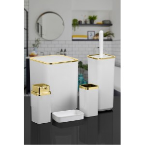 Square Bathroom Set (5 pcs) / Gold / White