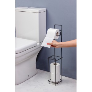 Yedekli Wc Kağıtlık Kare / Siyah