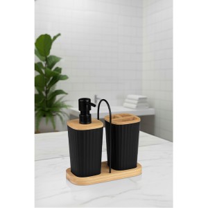 Bambu Tepsili Sıvı Sabunluk & Diş Fırçalık