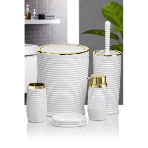 Elegans 5 li Banyo Seti Altın Aksesuar / Beyaz