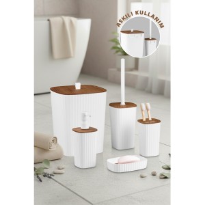 Safir 5'li Banyo Seti / Ahşap / Beyaz